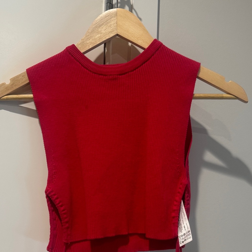 Zara Vibrant Red Ribbed Crop Top